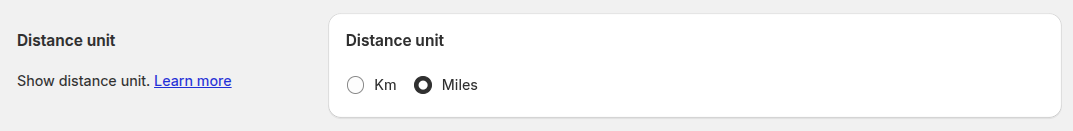 Distance unit setting